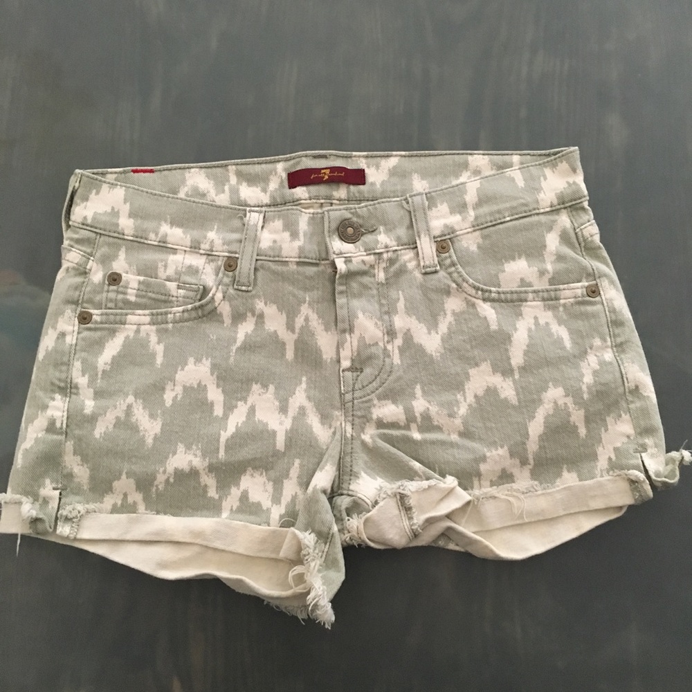 7 For All Mankind Printed Jean Shorts